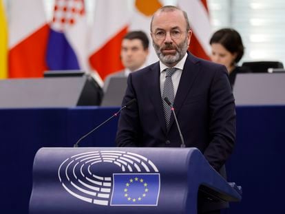 El presidente del Partido Popular Europeo, Manfred Weber, este miércoles en la sede del Parlamento Europeo en Estrasburgo (Francia).