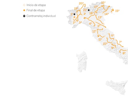 Recorrido del Giro de Italia 2021.