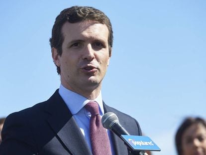 Pablo Casado, en un acto de su partido en Madrid. 