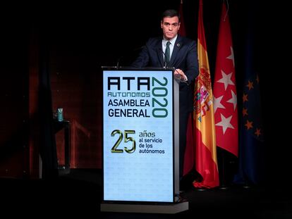 El presidente del Gobierno, Pedro Sánchez, en la clausura del congreso de ATA.