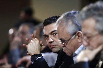 Alexis Tsipras, antes de su discurso ante Syriza, el 28 de febrero de 2015.