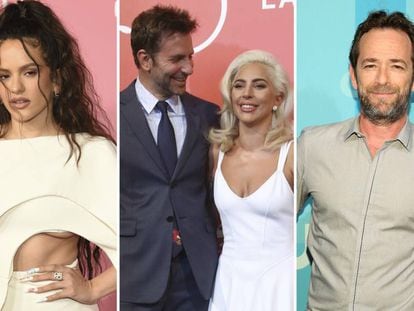 Desde la izquierda: Rosalía, Bradley Cooper y Lady Gaga, y Luke Perry.