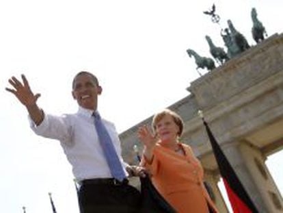 El presidente de EE UU, Barack Obama, y la canciller alemana, Angela Merkel, en Berlin