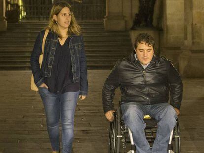 Els coordinadors del PDeCAT, Marta Pascal i David Bonvehí, en sortir del Palau de la Generalitat.