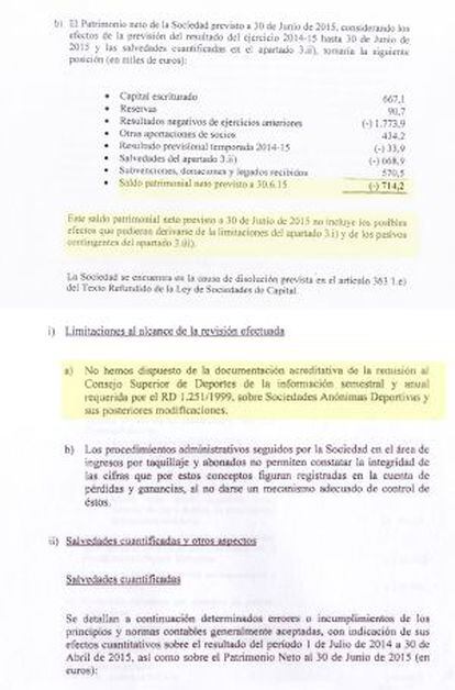 La auditoria del Ourense a 30 de junio con patrimonio neto de -714.200 euros y con la confirmación de la no presentación de la documentación económica ante el CSD.