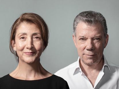 Ingrid Betacourt y Juan Manuel Santos: retratos pertenecientes al libro 'Una conversación pendiente', de Juan Carlos Torres.