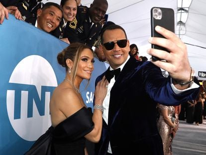 Jennifer Lopez y Alex Rodriguez en los premios Screen Actors Guild celebrados en Los Ángeles, California, en enero de 2020.