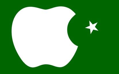 El artista Carlos T. Mori diseñó la bandera de Applekistán, que mezclaba la empresa Apple y Afganistán.