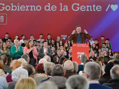 Pedro Sánchez, durante el mitin del PSOE en Valladolid, este sábado.