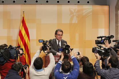 Artur Mas en su comparecencia en el Palau de la Generalitat.