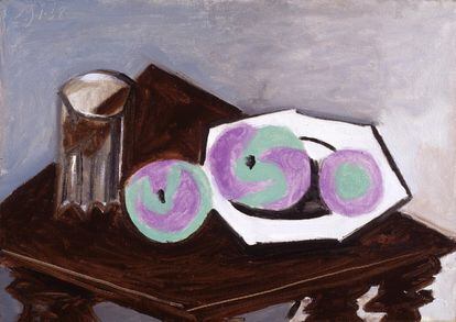 Nature morte. Verre et compotier aux fruits (1938), de Picasso.