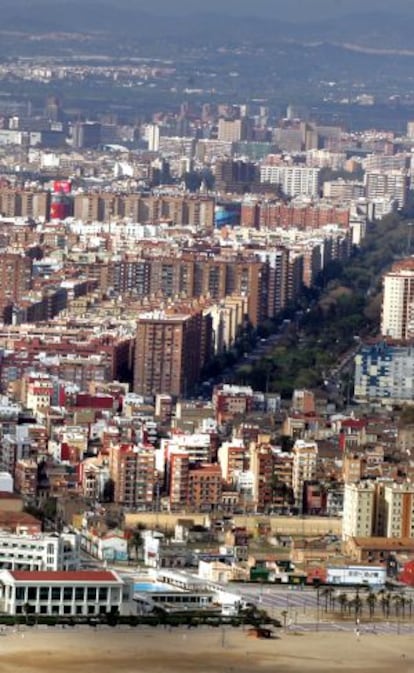 Vista aérea de El Cabanyal en Valencia.