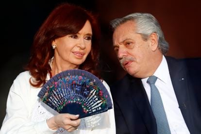 Cristina Fernández de Kirchner with Alberto Fernández, during an event in December 2021.