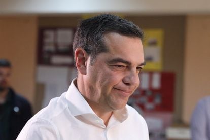 Alexis Tsipras, líder de la formación izquierdista Syriza, el pasado domingo 21 de mayo, en un colegio electoral de Atenas.