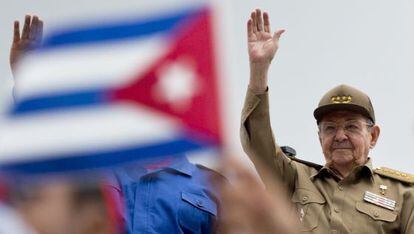 Ra&uacute;l Castro el 1 de mayo en La Habana. 