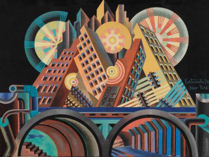 Fortunato Depero, &#039;Rascacielos y t&uacute;neles&#039; (Gratticieli e tunnel), 1930. 