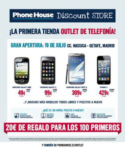 Folleto promocional de la tienda &#039;outlet&#039; de Phone House.