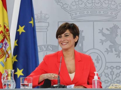 La ministra Portavoz, Isabel Rodríguez, durante la rueda de prensa posterior al Consejo de Ministros de este martes.