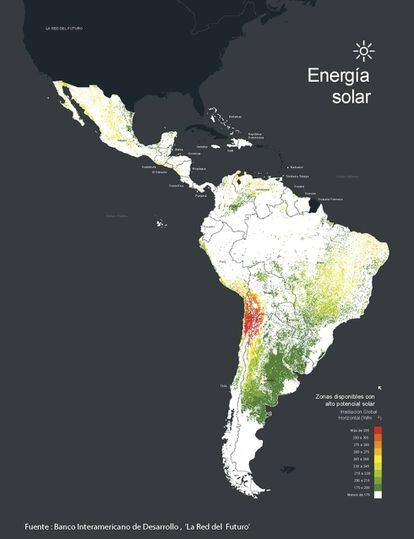 Potencial de energía solar en Latinoamérica.