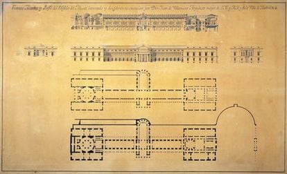 Plano del Museo del Prado con la arquitectura de Juan de Villanueva