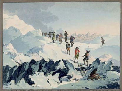 Viaje de Saussure a la cima del Mont Blanc, obra de Marquard Wocher.