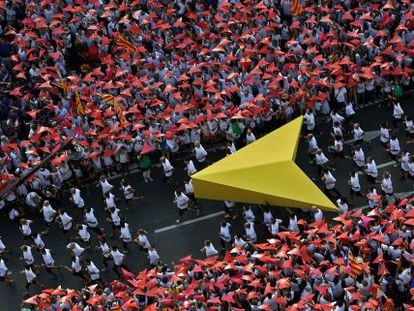 Puntero que simboliza la direcci&oacute;n que ha de llevar a Catalu&ntilde;a hacia la independencia.