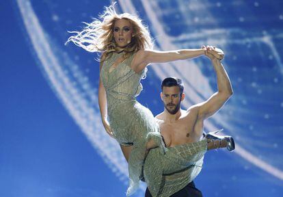 Un moment de l'actuació d'Espanya a Eurovisió.