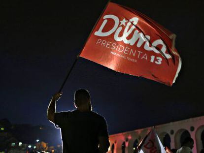 Els seguidors de Dilma Roussef a Rio, aquest diumenge