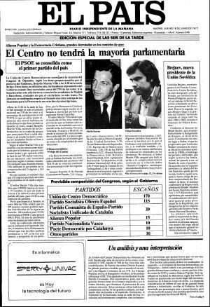 Edición especial de EL PAÍS el 16 de junio de 1977.