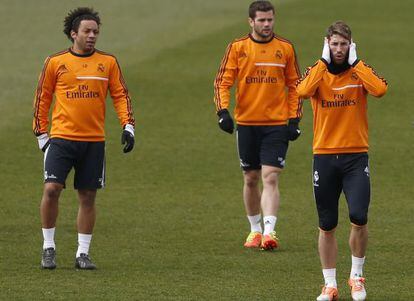 Marcelo, con Nacho y Sergio en un entrenamiento. 