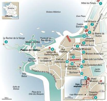 Mapa de Biarritz.
