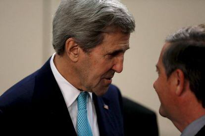 John Kerry en la reunión hoy de la OTAN.
