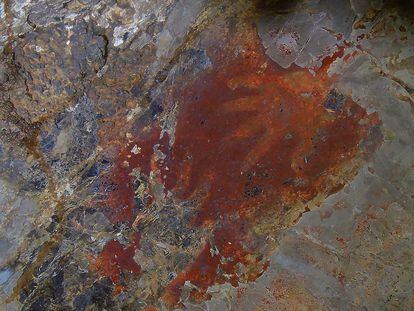 Pintura rupestre hallada en la cueva de Lena Hara (Timor Oriental) por el equipo de Marcos García-Díez
