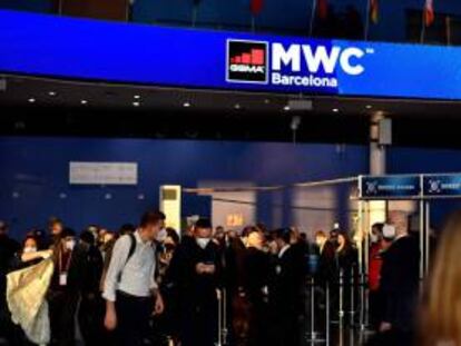 Visitantes del MWC en Barcelona.