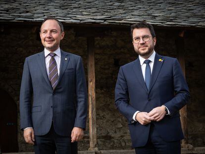 El jefe del Govern de Andorra, Xavier Espot junto al presidente de la Generalitat, Pere Aragonès.