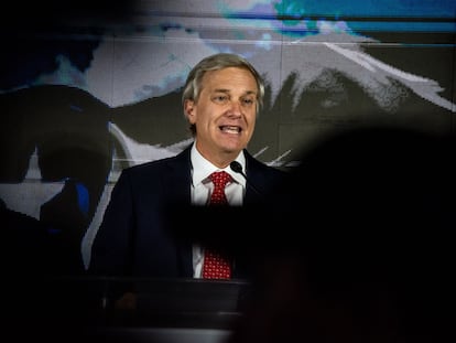 El líder del Partido Republicano, José Antonio Kast, en una charla en Santiago.