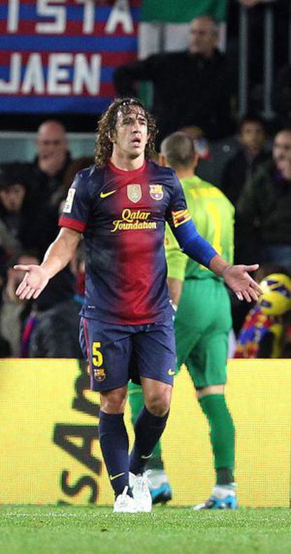 Puyol, durante el partido del sábado ante el Zaragoza.