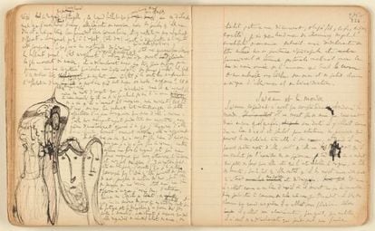 Detalle del manuscrito &#039;Por el camino de Swann&#039;, de Marcel Proust, expuesto en la Biblioteca Nacional de Francia.