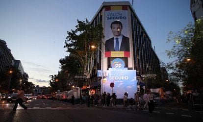 La sede del PP, en la noche electoral del 28-A.