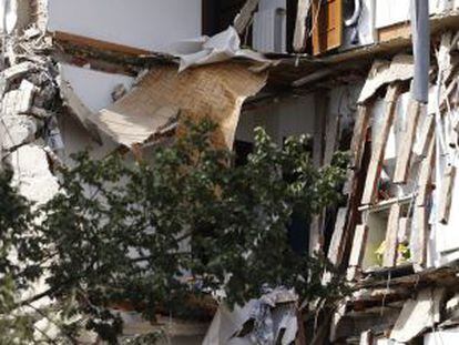 El edificio de Carabanchel tras el derrumbe.