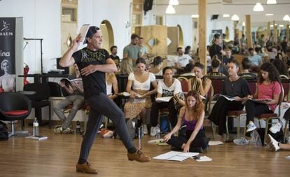 Antonio Banderas, en un ensayo de 'A Chorus Line', en Málaga, en septiembre.
 