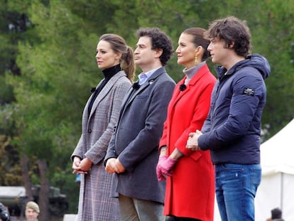 La presentadora de &#039;MasterChef&#039;, Eva Gonz&aacute;lez, y los tres miembros del jurado.