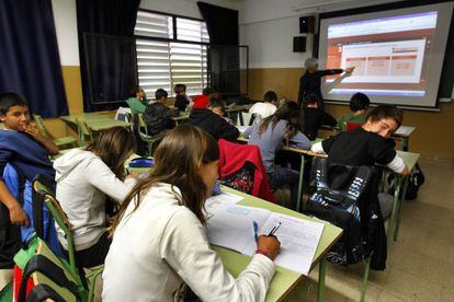 Alumnos de un instituto de Matar&oacute; (Barcelona). 