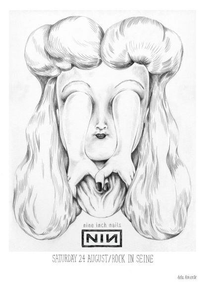 Cartel 'Nin', realizado con lápiz grafito por Lola Lorente.