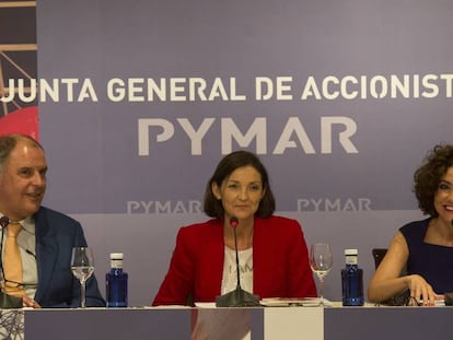 La ministra de Industria, María Reyes Maroto, en la junta general de accionistas de PYMAR.