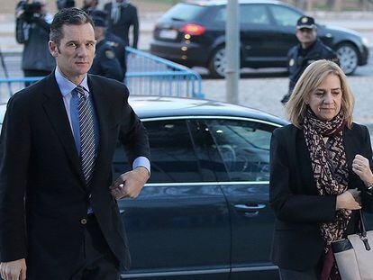 La infanta Cristina e Iñaki Urdangarín en los juzgados de Palma.