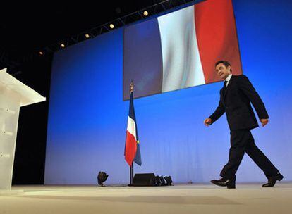 Nicolas Sarkozy se dispone a pronunciar su discurso ayer en Toulon.
