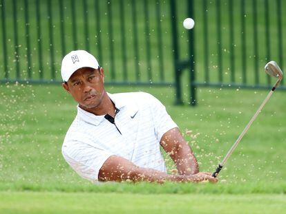 Tiger Woods, en un entrenamiento en Southern Hills.