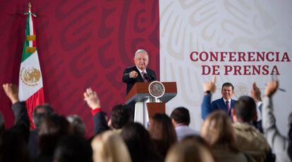 El presidente mexicano Andrés Manuel López Obrador, durante una conferencia de prensa.