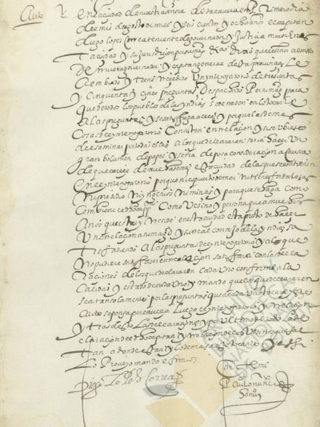 Fragmento del Interrogatorio para Las Indias Occidentales de 1604 y los informes remitidos por el teniente de gobernador, vecinos, moradores y residentes de Nuestra Señora de Talavera en 1608.